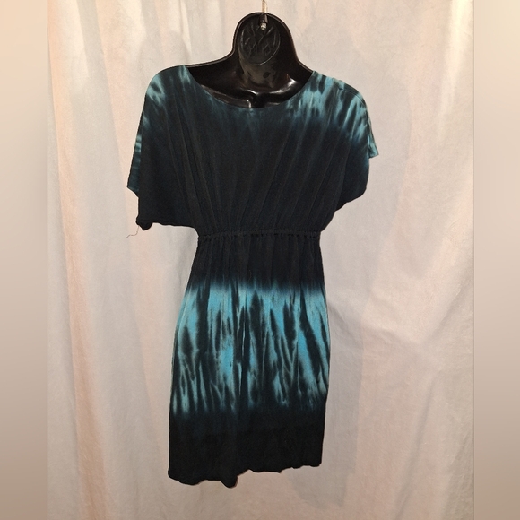 Surf Style Black and Blue Tie-Dye Midi Dress - Picture 4 of 5